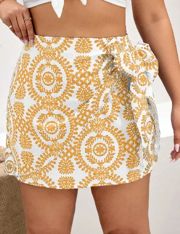 Fusta SHEIN CURVE, alb/galben