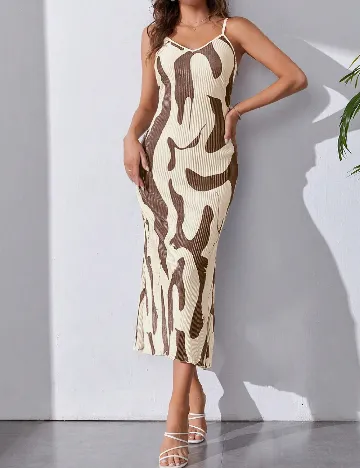 Rochie medie SHEIN, crem/maro