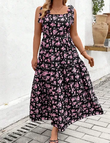 Rochie lunga SHEIN CURVE, negru/roz