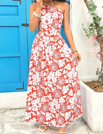 Rochie lunga SHEIN, alb/portocaliu