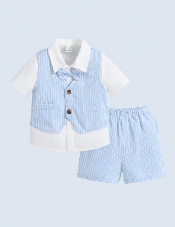 Compleu Shein Kids, alb/bleu