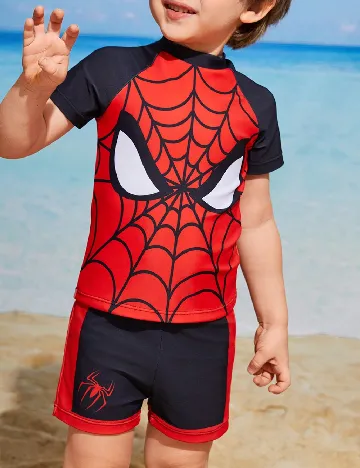 Costum de baie Shein Kids, rosu/negru