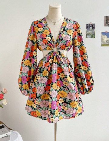 Rochie scurta SHEIN, floral print