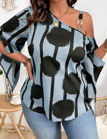 Bluza SHEIN CURVE, albastru/negru