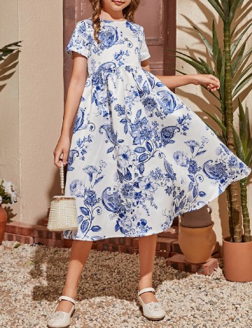 Rochie Shein Kids, albastru/alb