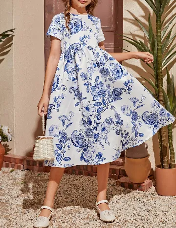 Rochie Shein Kids, albastru/alb