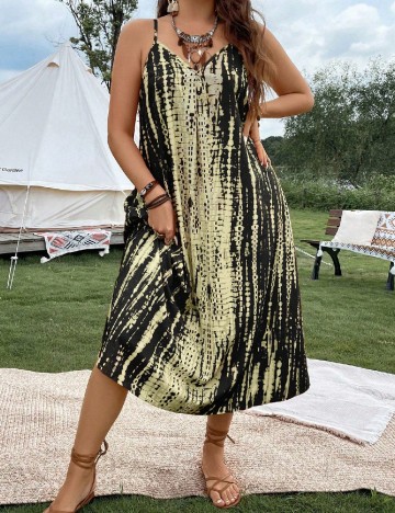 Rochie medie SHEIN CURVE, negru/galben