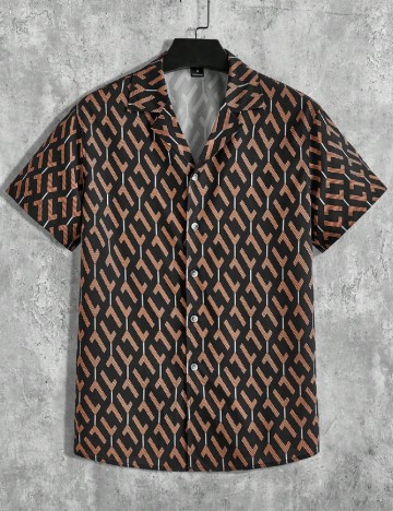 Camasa SHEIN, negru/maro