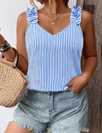 Bluza SHEIN CURVE, alb/albastru