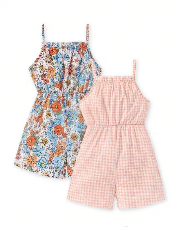 Set salopete 2 bucati Shein Kids, mix culori
