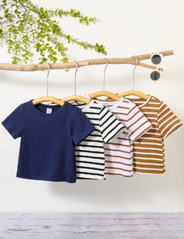 Set Tricouri 4 bucati Shein Kids, mix culori