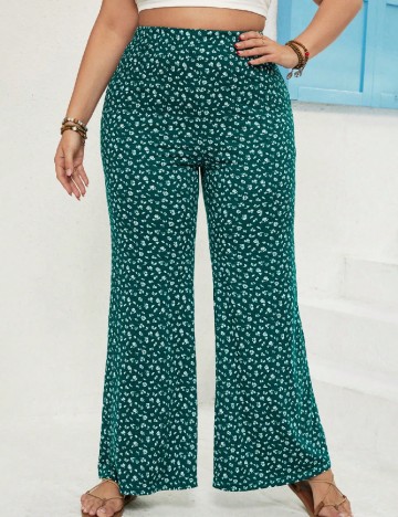 Pantaloni SHEIN CURVE, verde/alb