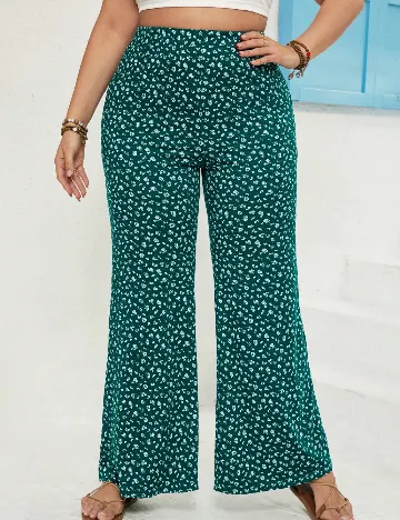 Pantaloni SHEIN CURVE, verde/alb