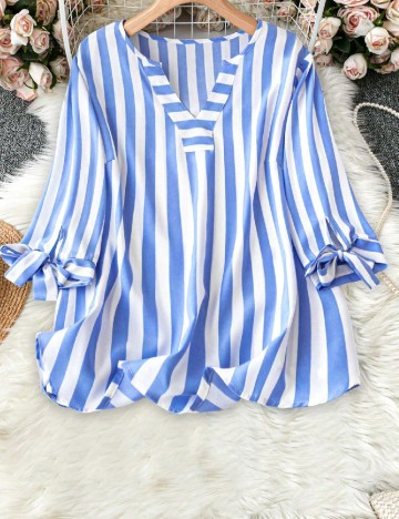 Bluza SHEIN, albastru/alb