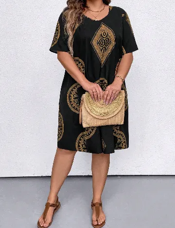 Rochie scurta SHEIN CURVE, maro/negru