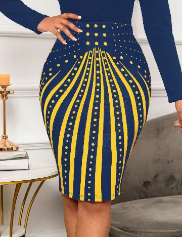 Fusta SHEIN, albastru/galben