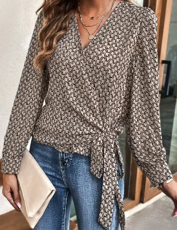 Bluza Emery Rose, negru/maro