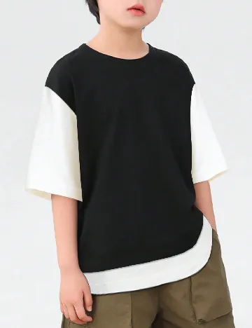 Tricou Shein Kids, negru/alb