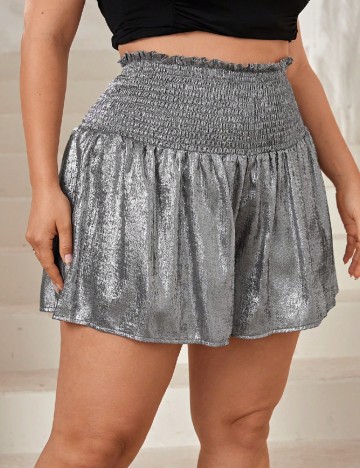 Pantaloni scurti SHEIN CURVE, argintiu