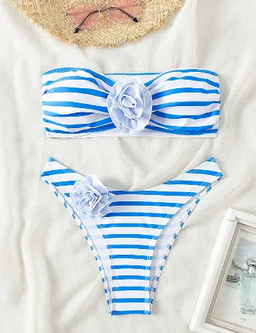 Costum de baie SHEIN, albastru/alb