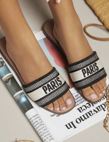 Slapi SHEIN, negru/crem