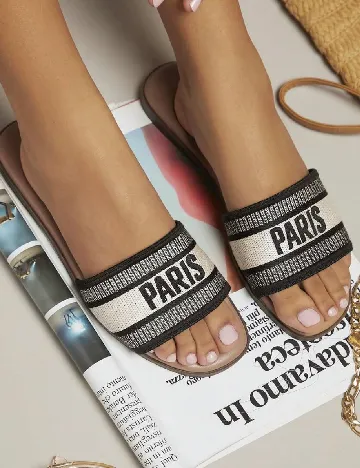 Slapi SHEIN, negru/crem