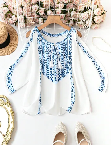 Bluza SHEIN CURVE, alb/albastru