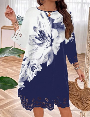 Rochie medie SHEIN CURVE, bleumarin/alb