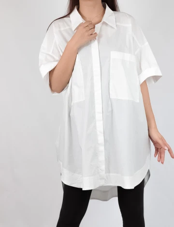 Camasa Oversize Zara, alb Alb