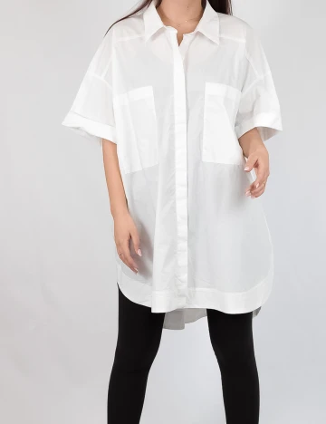 Camasa Oversize Zara, alb Alb