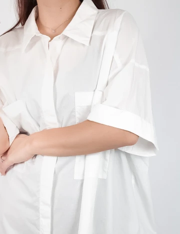 Camasa Oversize Zara, alb Alb