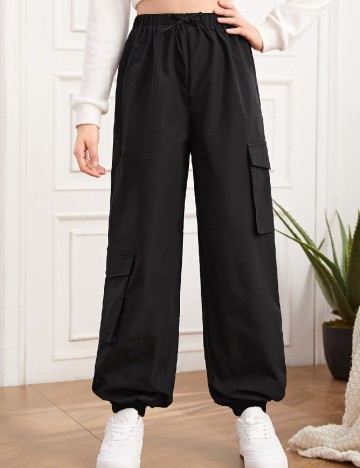 Pantaloni Shein Kids, negru