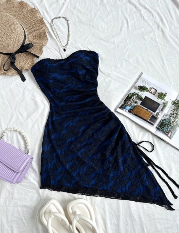 Rochie scurta SHEIN, albastru/negru