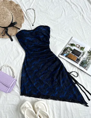 Rochie scurta SHEIN, albastru/negru