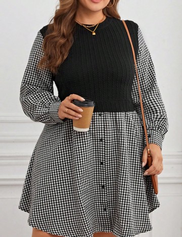 Rochie scurta SHEIN CURVE, alb/negru