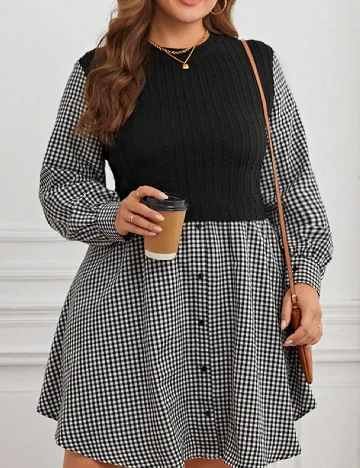 Rochie scurta SHEIN CURVE, alb/negru