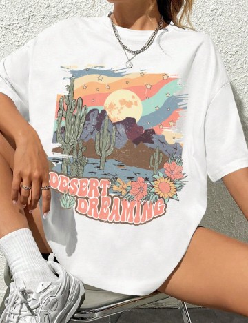 Tricou Oversize SHEIN, alb