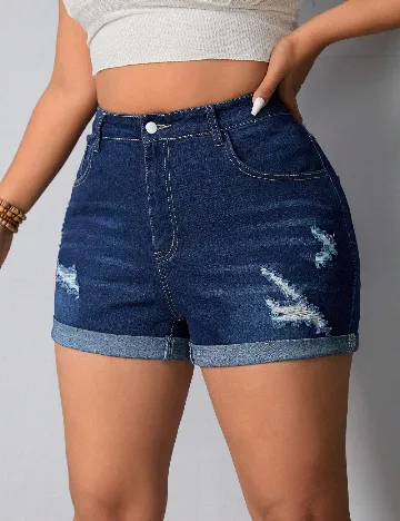 Pantaloni scurti SHEIN CURVE, albastru