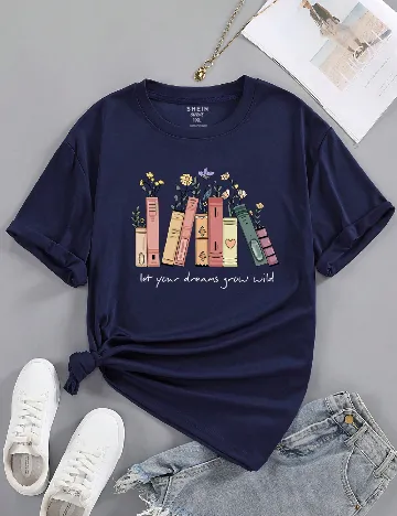 Tricou SHEIN CURVE, bleumarin