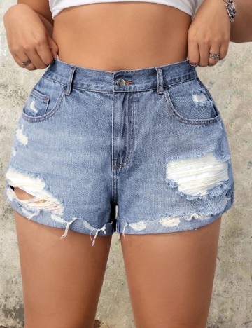 Pantaloni scurti SHEIN CURVE, albastru