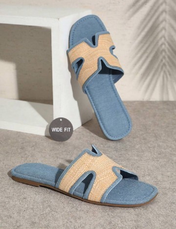 Slapi SHEIN, crem/albastru