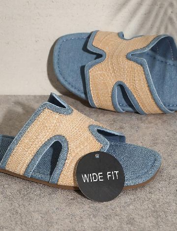 Slapi SHEIN, crem/albastru