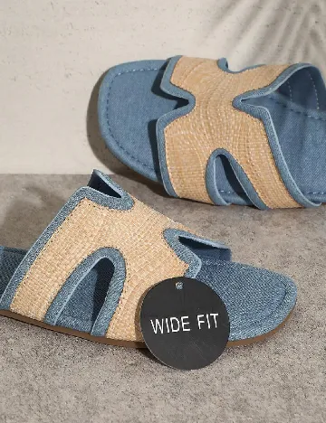 Slapi SHEIN, crem/albastru