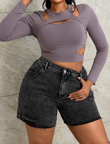 Pantaloni scurti SHEIN CURVE, negru