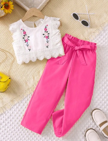 Compleu Shein Kids, alb/roz