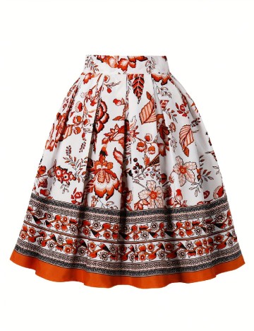 Fusta SHEIN, alb/rosu