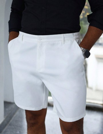 Pantaloni scurti SHEIN Plus Size Men, alb