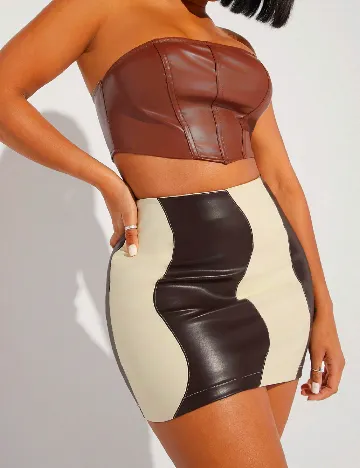 Fusta SHEIN, crem/maro