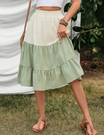 Fusta SHEIN, verde/crem