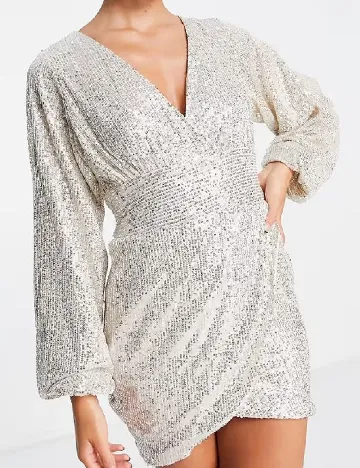 Rochie scurta Pretty Lavish, argintiu/bej